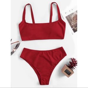 Scoop Neck High Waist Bikini Swimsuit